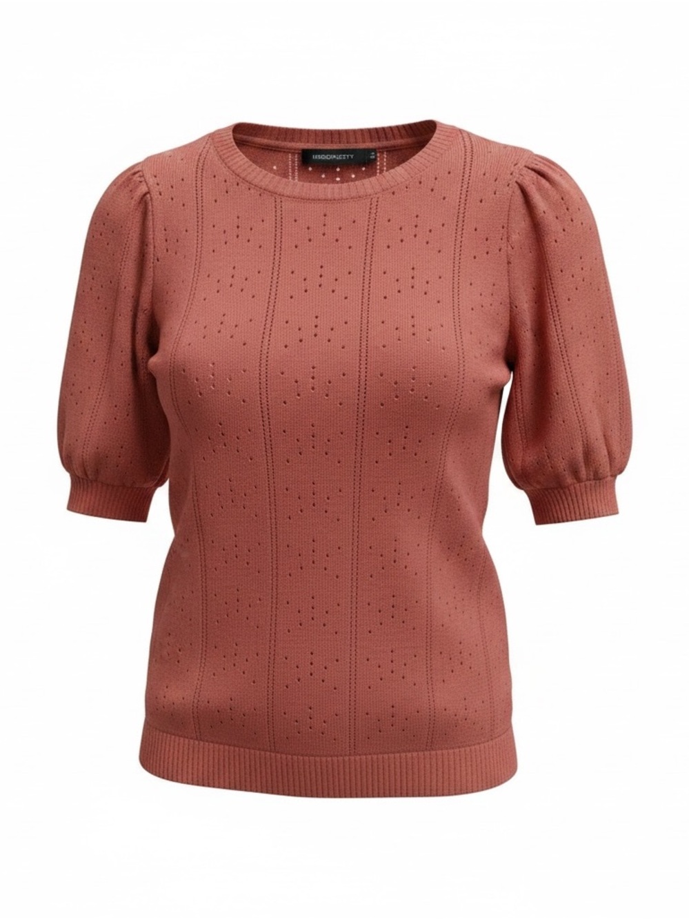 Moss & Spruce Rust Knit Puff Sleeve Sweater Tee